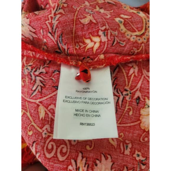 IDYLLWIND Paisley Print Button Up Cropped Tank Top Size L Red Western Boho Y2k - Picture 8 of 8